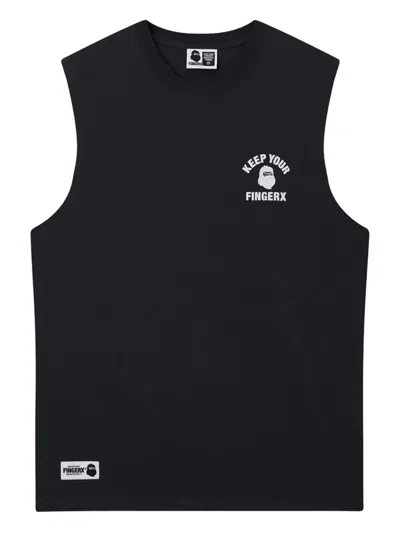 Fingercroxx Graphic-print Cotton Vest In Black