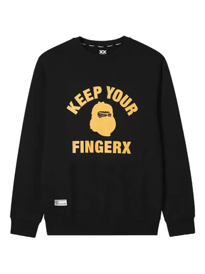 Fingercroxx Graphic-print Crew Neck Sweatshirt In Black