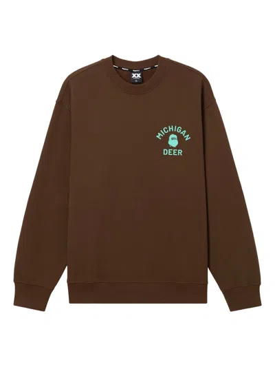 Fingercroxx Graphic-print Crew-neck Sweatshirt In Brown