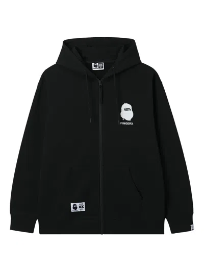 Fingercroxx Graphic-print Zip-up Hoodie In Black