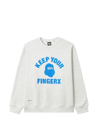 Fingercroxx Graphic-print Cotton Sweatshirt In Grey