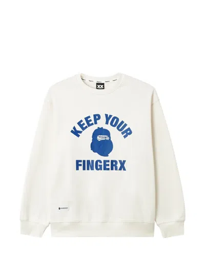 Fingercroxx Graphic-print Cotton Sweatshirt In Neutrals