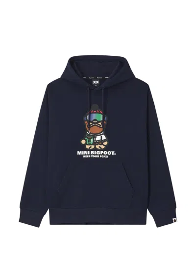Fingercroxx Graphic-print Drawstring Hoodie In Blue