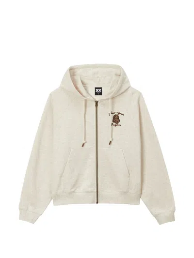 Fingercroxx Graphic-print Drawstring Hoodie In Neutrals