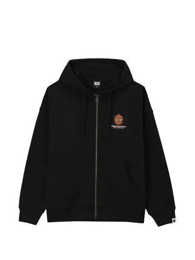 Fingercroxx Graphic-print Zip-up Hoodie In Black
