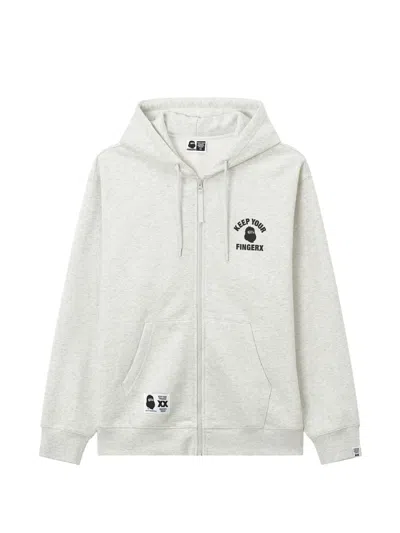 Fingercroxx Graphic-print Zip-up Hoodie In Grey
