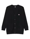 Fingercroxx Heart-embellished Button Cardigan In Black