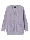 Fingercroxx Heart-embellished Button Cardigan In Purple
