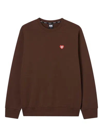 Fingercroxx Heart-embroidered Sweatshirt In Brown