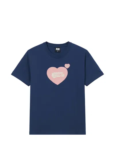 Fingercroxx Heart Graphic T-shirt In Blue