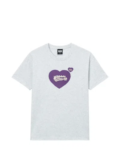 Fingercroxx Heart Motif T-shirt In Gray