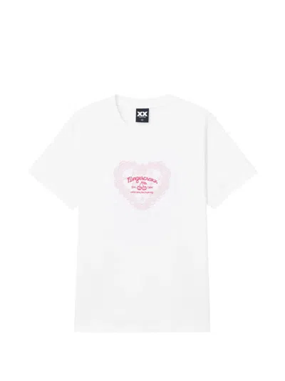 Fingercroxx Heart-embroidered T-shirt In White