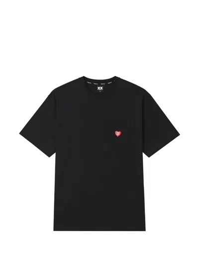 Fingercroxx Heart-patch Cotton T-shirt In Black