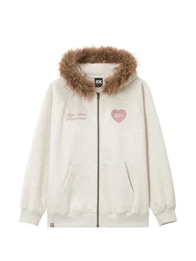 Fingercroxx Heart-patch Hoodie In White