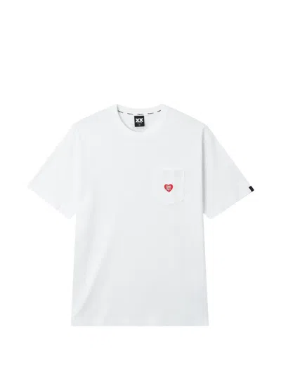 Fingercroxx Heart-patch Pocket T-shirt In White