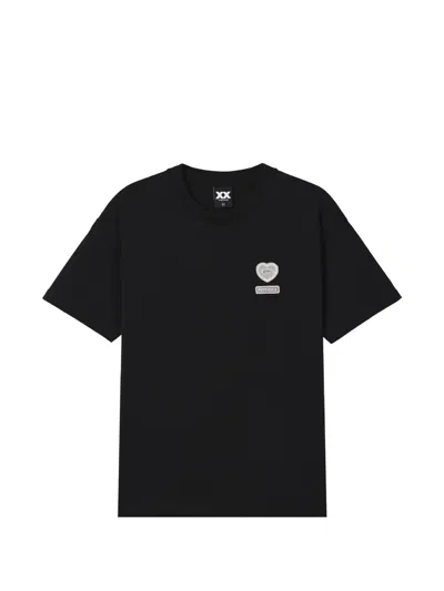 Fingercroxx Heart-patch T-shirt In Black