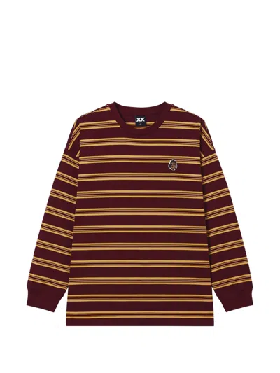 Fingercroxx Horizontal-stripe Long-sleeve T-shirt In Brown
