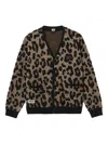 Fingercroxx Leopard-print Button Cardigan In Brown