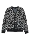 Fingercroxx Leopard-print Button Cardigan In Gray