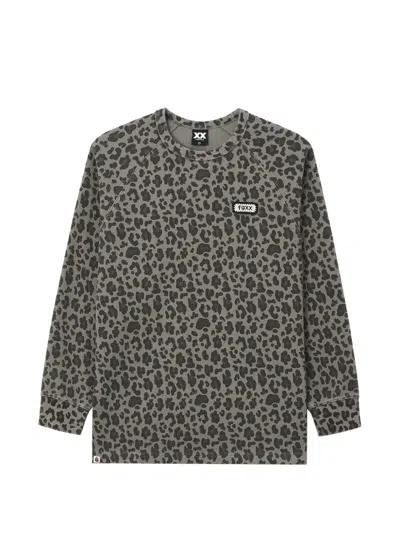 Fingercroxx Leopard-print Waffle-knit T-shirt In Grey