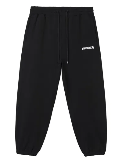 Fingercroxx Logo Cuffed Trousers In Black