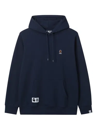 Fingercroxx Logo-detail Long-sleeves Hoodie In Blue