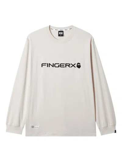 Fingercroxx Logo-embroidered Long-sleeve T-shirt In Neutral