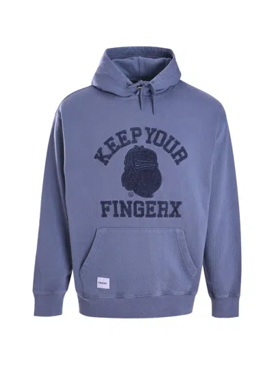 Fingercroxx Logo-patch Hoodie In Blue