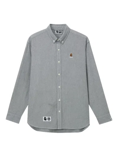Fingercroxx Logo-patch Long-sleeve Shirt In Gray