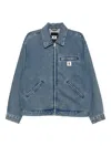 Fingercroxx Logo-plaque Denim Jacket In Blue