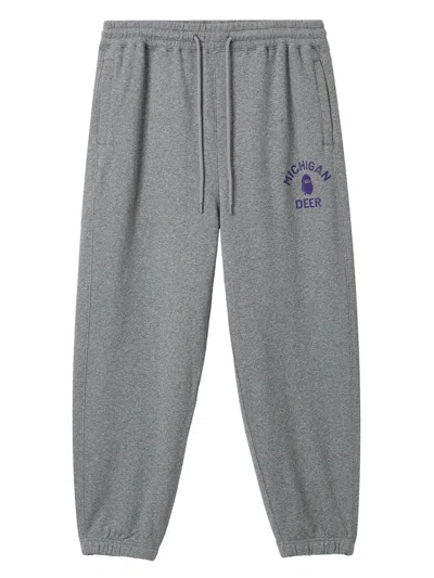 Fingercroxx Logo-print Cotton Track Pants In Gray