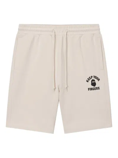 Fingercroxx Logo-print Drawstring Shorts In Neutral