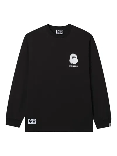 Fingercroxx Logo-print Long-sleeve T-shirt In Black