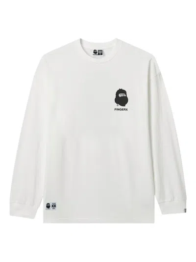 Fingercroxx Logo-print Long-sleeve T-shirt In White
