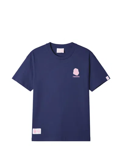 Fingercroxx Logo-appliqué T-shirt In Blue