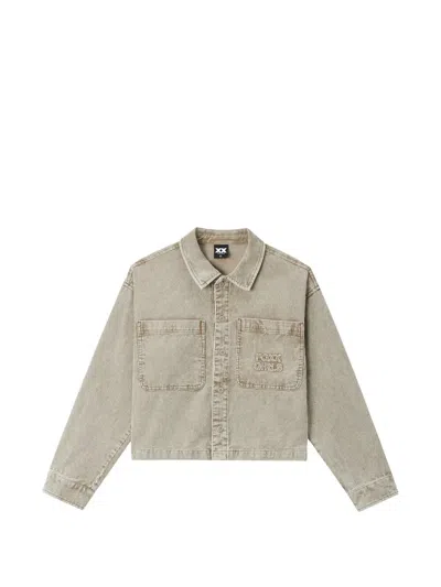 Fingercroxx Logo-embroidered Corduroy Shirt In Green