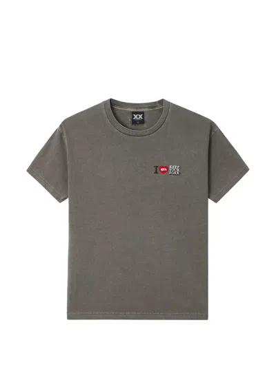 Fingercroxx Logo-embroidered Cotton T-shirt In Gray