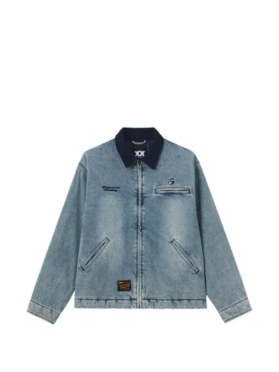 Fingercroxx Logo-embroidered Denim Jacket In Blue