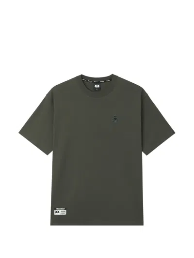 Fingercroxx Logo-embroidered Graphic-print T-shirt In Green