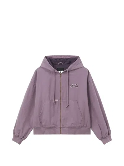 Fingercroxx Logo-embroidered Hooded Jacket In Purple