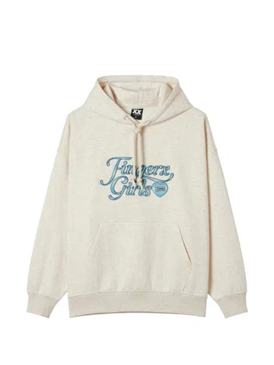 Fingercroxx Logo-embroidered Hoodie In Neutral