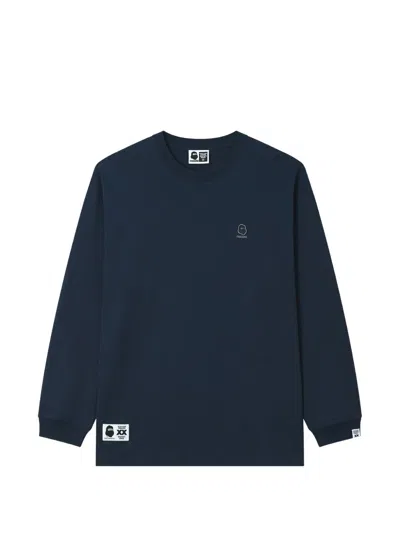 Fingercroxx Logo-embroidered Long-sleeved T-shirt In Blue