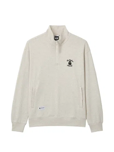 Fingercroxx Logo-embroidered Quarter-zip Sweater In Neutral