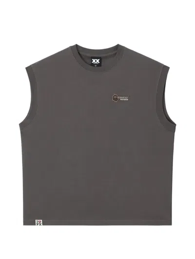 Fingercroxx Logo-embroidered Sleeveless T-shirt In Gray
