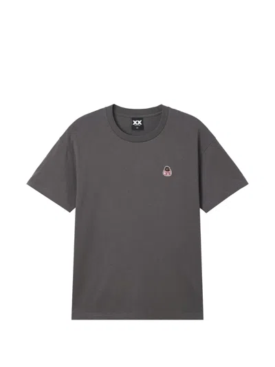 Fingercroxx Logo-embroidered T-shirt In Gray