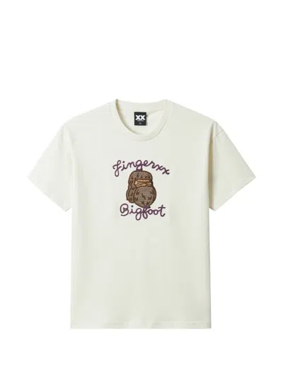 Fingercroxx Logo-embroidered T-shirt In Neutral