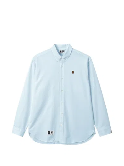 Fingercroxx Logo-patch Button-down Shirt In Blue