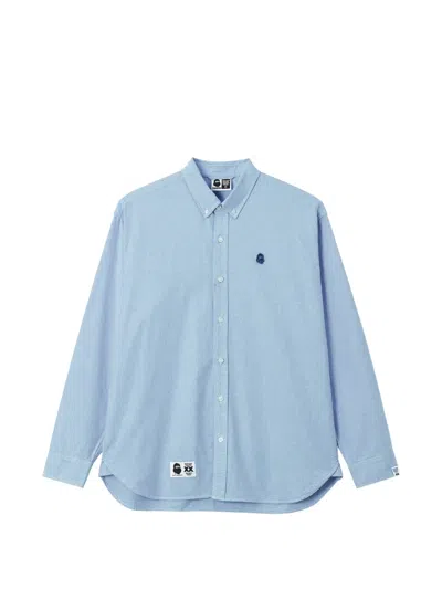 Fingercroxx Logo-patch Button-down Shirt In Blue