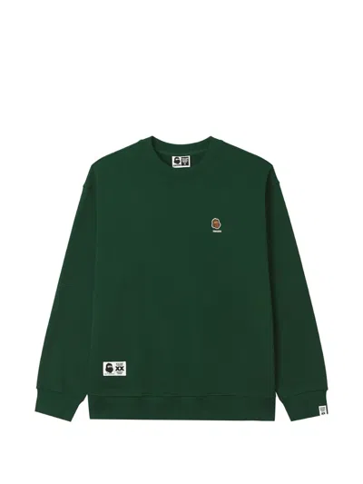 Fingercroxx Logo-patch Cotton Sweater In Green