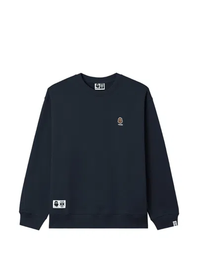 Fingercroxx Logo-patch Cotton Sweatshirt In Blue